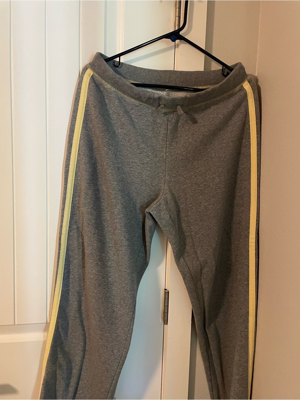 Gray Sweatpants with Yellow Side Stripe